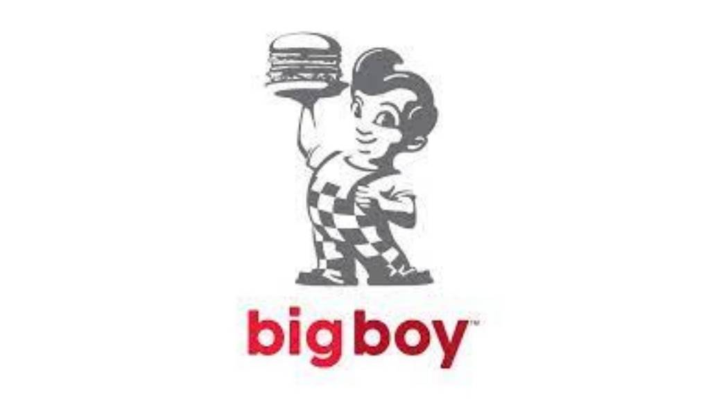 Big Boy in red letters under the picture of a boy holding a burger on a plate