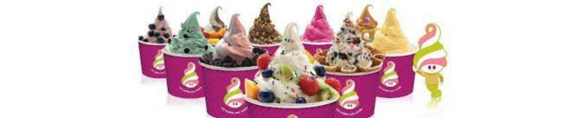 Menchie's froyo selections in pink cups