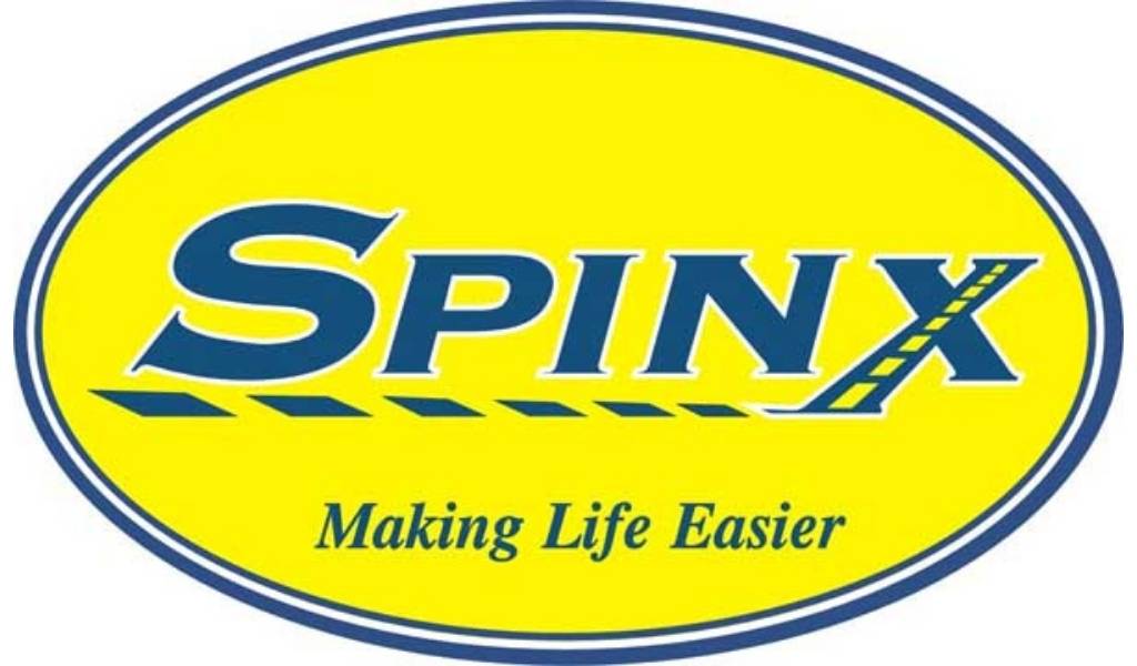 blue-bordered yellow circle with Spinx written in center and making life easier below
