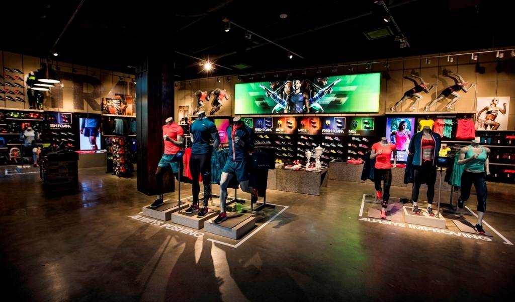 the interior of a New Balance store