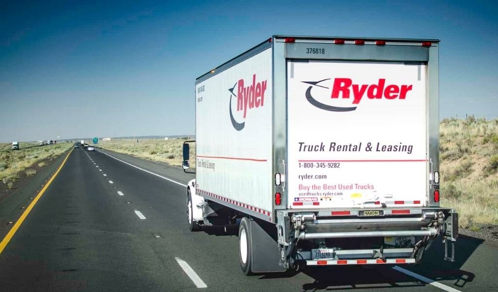 A Ryder truck in the daytime