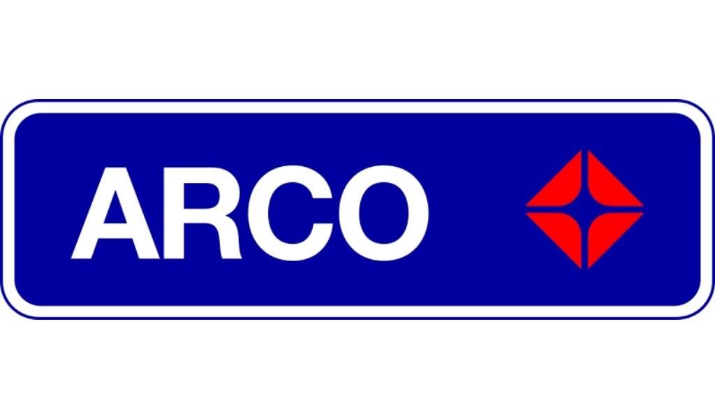 ARCO logo on blue background