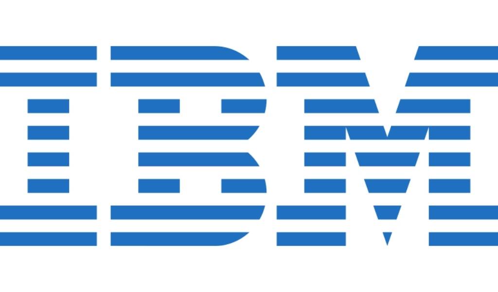 IBM logo made up of blue lines on a white background