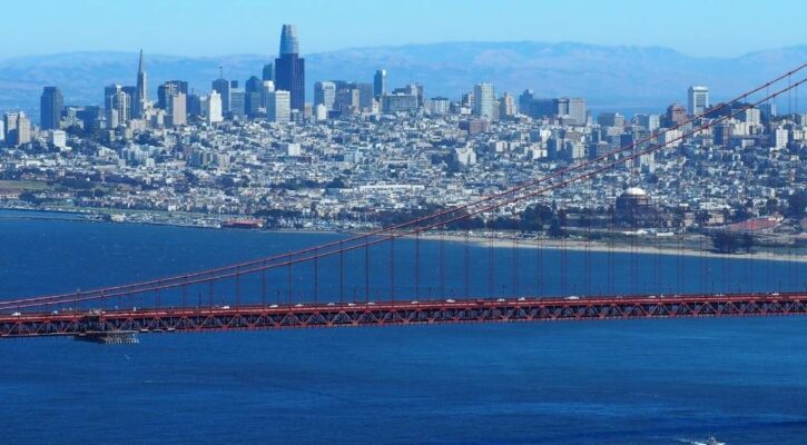 San Francisco California bridge and skyline